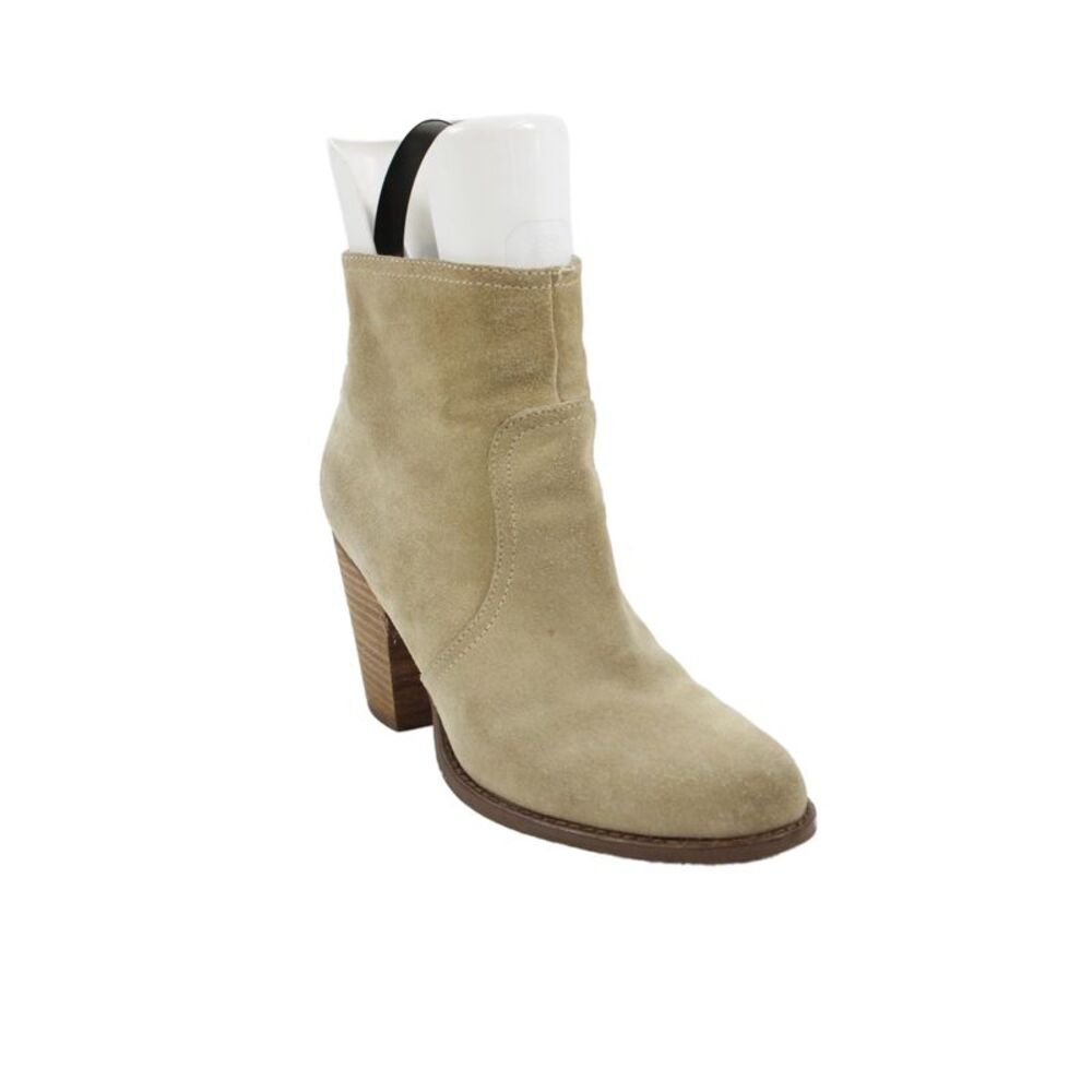 C Wonder Womens Back Zip Block Heel Suede Booties Beige Size 7M